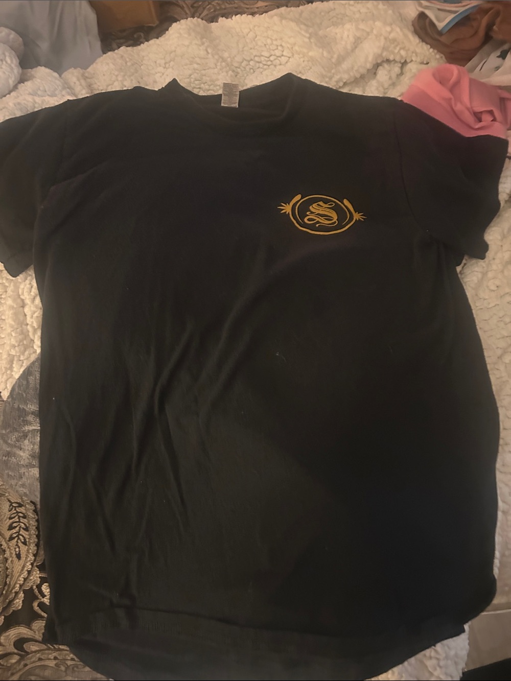 Black Tee with Gold Emblem swag sanctuary
